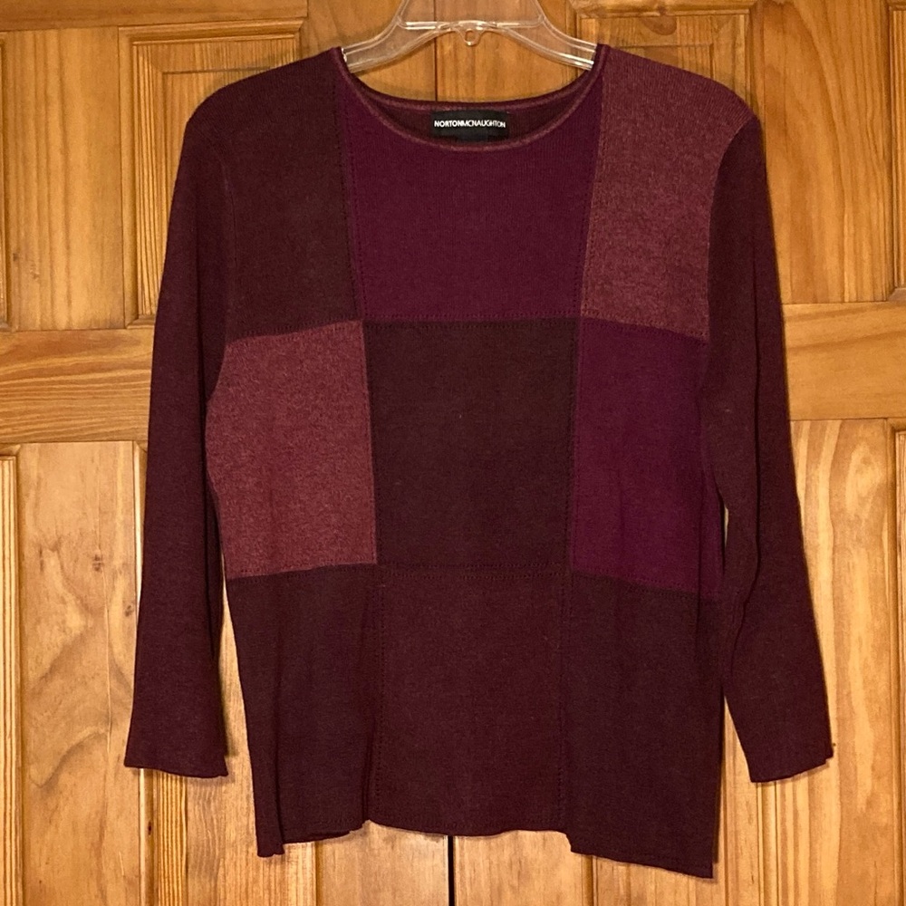 NWOT Norton McNaughton Vintage 90s Sweater Long Sleeve Red Purple Size XL